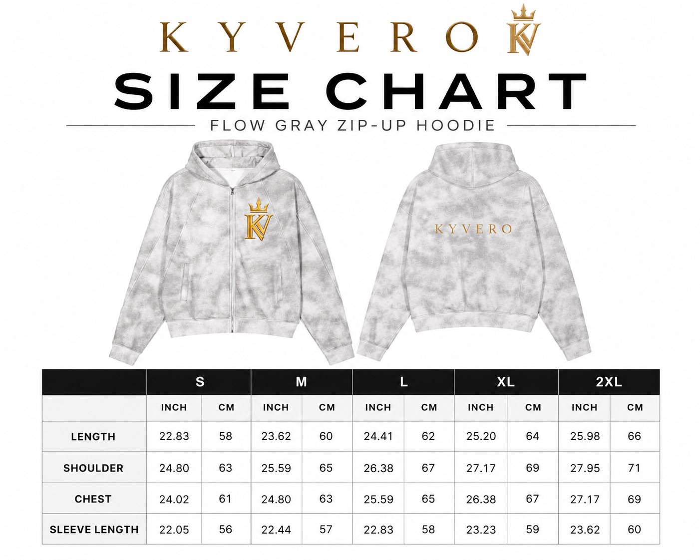 KYVERO Flow Gray Zip-Up Hoodie